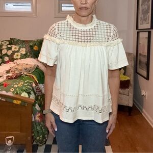 Chic Cream Lace Women's Blouse